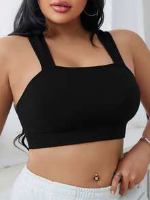 1 pieza Sujetador inalámbrico cómodo y sin costuras de talla grande - Negro - Ver 3