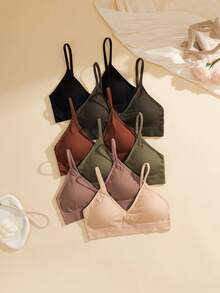 NudeFit 6件/套 无缝罗纹无钢圈休闲女士文胸 - 彩色 - 查看 3