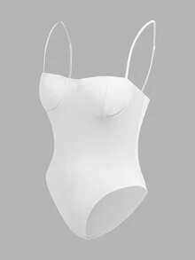 SHEIN EZwear 女士黑白针织吊带连体衣，修身款，夏季 - 彩色 - 查看 3