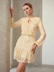 MOTF PREMIUM SEQUIN WAIST FITTED SHORT DRESS, AUTUMN/WINTER - Apricot - View 5