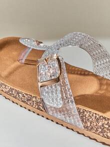 Solezae Sandalias de dedo de playa de malla transparente y gelatina para mujer - Suaves y listas para las vacaciones - transparente - Ver 9