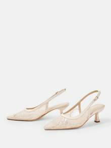 CUCCOO HITCHD Giày cao gót mũi nhọn có khóa cài dành cho nữ, kiểu dáng thời trang, đa năng cho mang hàng ngày. - Màu be - Xem 10