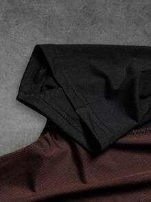 Sport MetroGents Tricou sport casual pentru bărbați, cu mânecă scurtă, cu imprimeu de litere în blocuri de culori, guler rotund, vară - Multicolor - Vizualizare 7