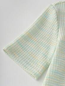 Resyla 女士休闲华夫格短袖T恤，适合夏季日常通勤 - 彩色 - 查看 3