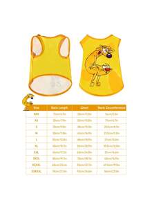 Nick 90s | SHEIN 90er Jahre modischer Hunde-Cartoon-Muster Haustier Tanktop, für Katzen und Hunde, in den Größen XXS bis XXXXXL erhältlich, von extra klein bis extra groß - Gelb - Übersicht 3