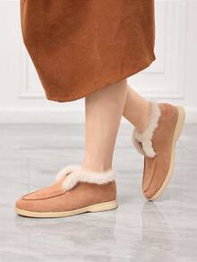 Sleekvia Women's Plush Lining Casual Versatile Flat Shoes - Dusty Pink - View 5