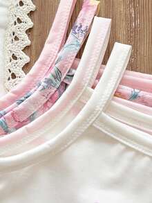 SHEIN Vintaside Kids 4件套女婴碎花休闲上衣，舒适时尚的乡村风格，春夏款 - 彩色 - 查看 7