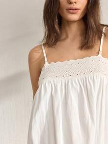 Ocili Women's Loose Fit Hollow Out Embroidery Camisole Dress, Loungewear - White - View 6