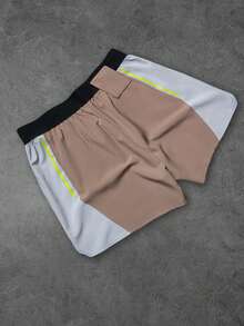 Sport MetroGents 1 chiếc quần short thể thao nam in họa tiết phối màu tương phản, cạp chun, thích hợp cho mùa hè. - Nhiều màu - Xem 5