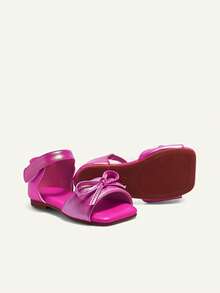 Cozy Pixies A Pair Of Children's Symphony Summer Bow Sweet Sandals, Suitable For Daily Wear, With Skirts, Weddings, Weekend Outings, Party Parties, Rose Red Fashion Princess Style Baby Sandals - Hot Pink - View 10