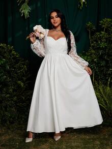 Roveilla Spring, Summer Elegant Vacation French Retro Diamond Chiffon Mesh Embroidery Texture Puff Sleeve V-Neck Waist Cinched Slim Fit Princess Dress, Spring/Summer Women Outfit, Wedding Guest - White - View 7