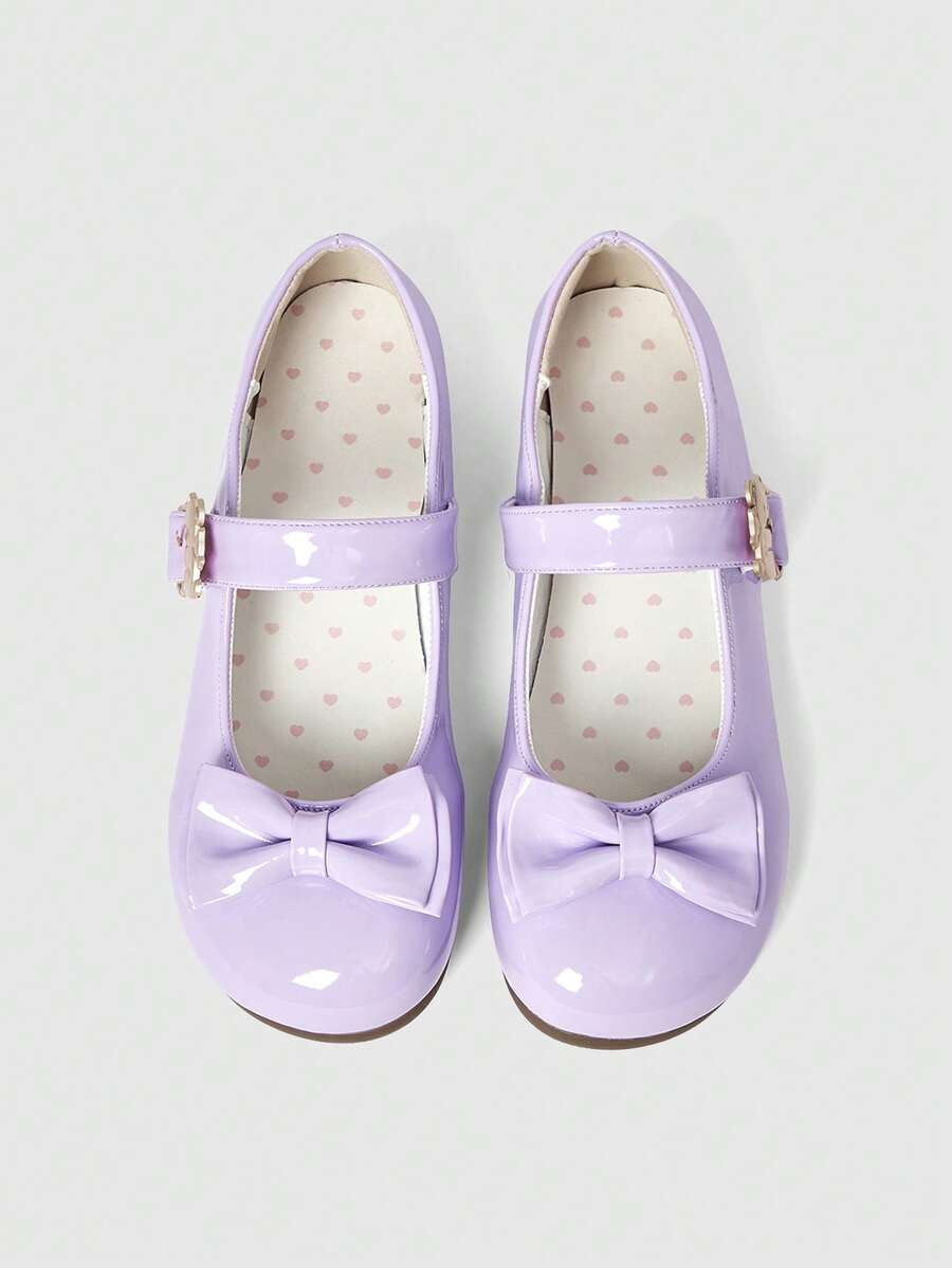 ROMWE Kawaii Women's Brown Loafers, Closed Toe Mary Jane Shoes, Bow Lace Lolita Ballet Flats - Mauve Purple - View 1