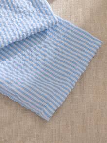 Souflis Souflis 法式新款女童浅蓝色可爱甜美条纹吊带背心搭配飘逸阔腿裤套装，适合外出和休闲穿着 - 淺藍色 - 查看 6