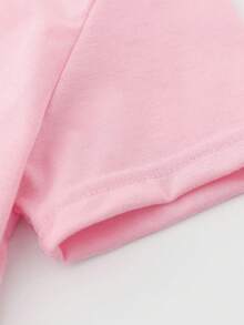 SHEIN Áo thun ngắn tay in hình trái tim và bướm cho bé gái, thích hợp mặc hàng ngày. - Hồng - Xem 5