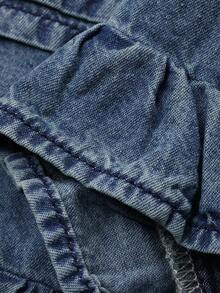 DAZY Conjunto de 2 piezas de top sin mangas con cuello de jean y jeans para niña, conjunto de ropa de otoño - Azul - Ver 9