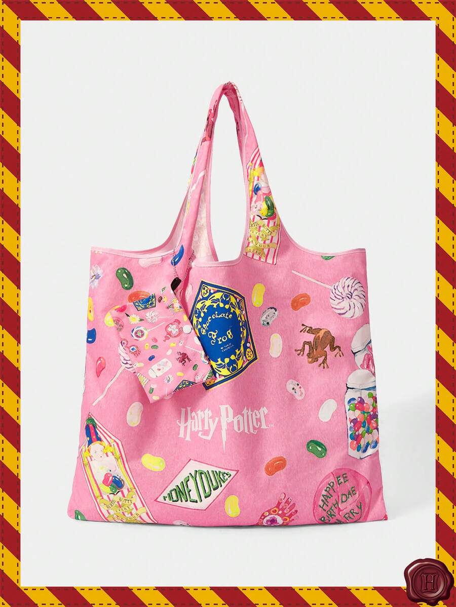 HARRY POTTER X SHEIN 1 件,青蛙糖果背心包,可折叠手提包,女款。 - 粉色 - 查看 1