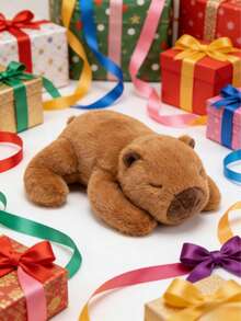 POKOJA LAND - SELECTS 水豚毛绒玩具，可爱卧姿水豚，躺在玩偶手掌中，柔软面料，是儿童生日礼物、节日礼物，男孩女孩都喜欢，精致毛绒玩具，送给朋友的理想礼物。 - 彩色 - 查看 5