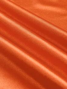 GlowEve 新款缎面光泽蝴蝶结腰部不对称下摆女式连衣裙 - 橘色 - 查看 4