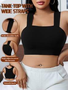 1 pieza Sujetador inalámbrico cómodo y sin costuras de talla grande - Negro - Ver 1