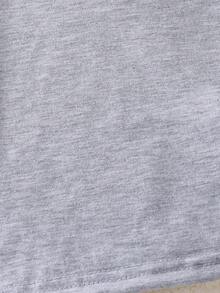 韩版男婴熊刺绣图案灰色短袖上衣和蓝色格子裤睡衣套装 - 灰色 - 查看 7