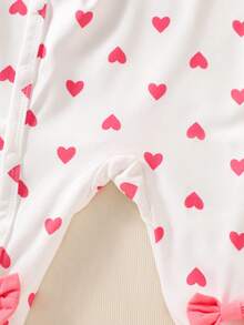 SHEIN 新生女婴粉色系列春季双面提花连体裤套装（含帽子和手套）礼盒 - 白色 - 查看 5