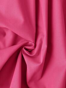 SHEIN LMoss Kids Cute Babygirl Summer Fuchsia Bow Collar Short Sleeve Dress - Hot Pink - View 8