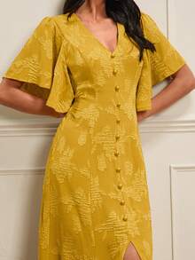 Lilora Đầm maxi màu vàng cho nữ, cổ chữ V, tay bồng, chất liệu jacquard, cài cúc phía trước, đầm maxi vải lanh, đầm màu vàng chanh, đầm dài màu vàng cho nữ. Kiểu dáng thanh lịch và tinh tế, phù hợp cho các buổi đi chơi, đi làm, mặc thường ngày, dự tiệc, hẹn hò, tụ họp, dã ngoại, kỳ nghỉ và du lịch. Đầm mùa hè, đầm mùa xuân cho nữ, đầm maxi cho nữ, đầm vàng cho nữ, đầm cài cúc phía trước cho nữ. - Màu vàng - Xem 6