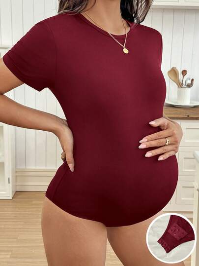 SHEIN Maternity Casual Solid Slim Fit Jumpsuit For Summer