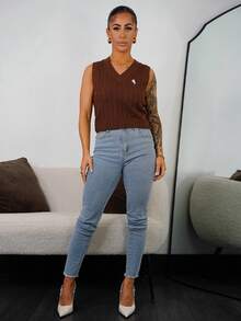 SAYEHFBABY Women's Casual Versatile Commuting Knit Vest,Fall,Fall Clothes For Women - Coffee Brown - View 1