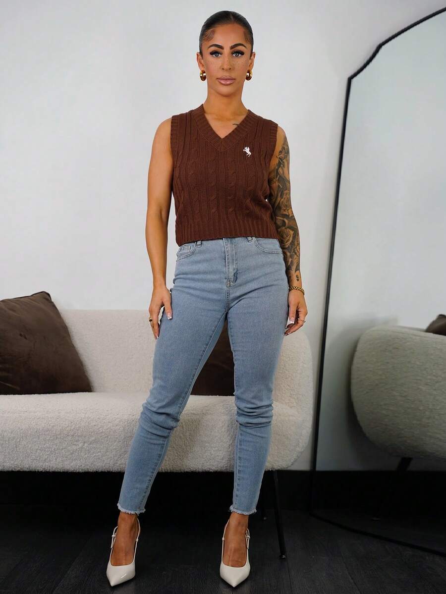 SAYEHFBABY Women's Casual Versatile Commuting Knit Vest,Fall,Fall Clothes For Women - Coffee Brown - View 1