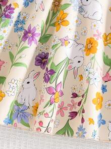 Sparklyn Young Girl' Floral Print Sleeveless Dress - White - View 6