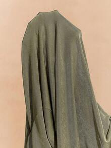 Zivah 2026 Spring/Summer New Arrivals, Casual Olive Green Asymmetric One-Shoulder Knit Pleated Decorated Long Dress For Women, Suitable For Valentine's Day Outfit, Wedding Guest Attire, Vacations, Travel, Parties, Gatherings, Cruises, Evenings, Beach Sunbathing, Nighttime Outings, Brunch, Shopping, Formal Occasions, Dinner Parties. - Grey - View 7