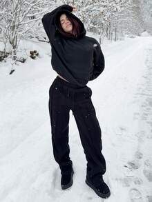 Abrilcols 女士抽繩腰運動褲 - 黑色 - 查看 1