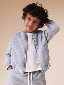 SUMWON Boys Zip Through Hoodie And Shorts Co-Ord Set Grey Casual Wear Winter Autumn Comfort - Grey - View 5