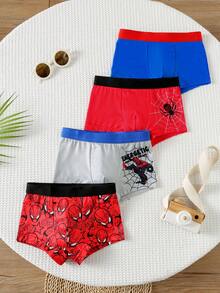 SHEIN 4条装男童蜘蛛印花平角内裤 - 彩色 - 查看 7