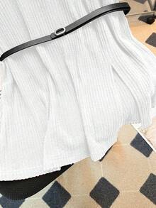 Lyxana Women's Solid Color Ribbed Pearl Knit Tank Top, Autumn/Winter - White - View 4
