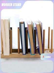 SHEIN 1pc Wooden Dish Storage Rack Daily Leisure Home Storage - log color - View 10