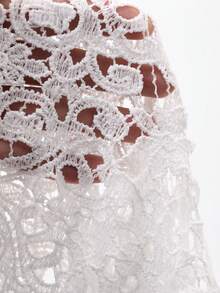 DAZY Hollow Lace Blouse & High Waist Skirt Set, Fashionable & Elegant, Slimming, Gentle Style For Women Summer - Beige - View 7