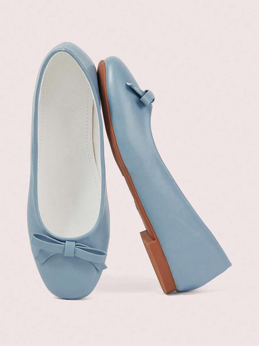 CUCCOO DOLLMOD 可爱仙女平底蝴蝶结通勤鞋 春夏新款浅口单踏板舒适软底法式芭蕾舞鞋 奶奶鞋 - 薄荷藍 - 查看 1