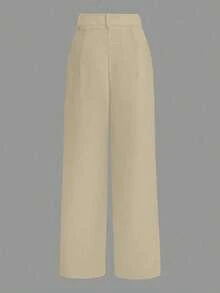 Franclia Petite 2025 新款上市：黑色高腰褶皱细节长裤——精湛剪裁，拉长身形，显瘦效果；轻松驾驭办公及休闲场合；亲肤柔软舒适，兼具挺括抗皱的版型；与衬衫和针织衫完美搭配。 - 棕色 - 查看 2