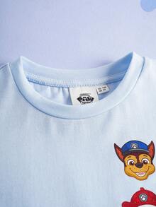 SHEIN | PAW Patrol Young Boy Cartoon Pattern Crew Neck Long Sleeve Pullover T-Shirt - Baby Blue - View 3