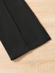 SHEIN 少女纯色短袖 Polo 领简约设计休闲百搭两件套 - 黑色 - 查看 7