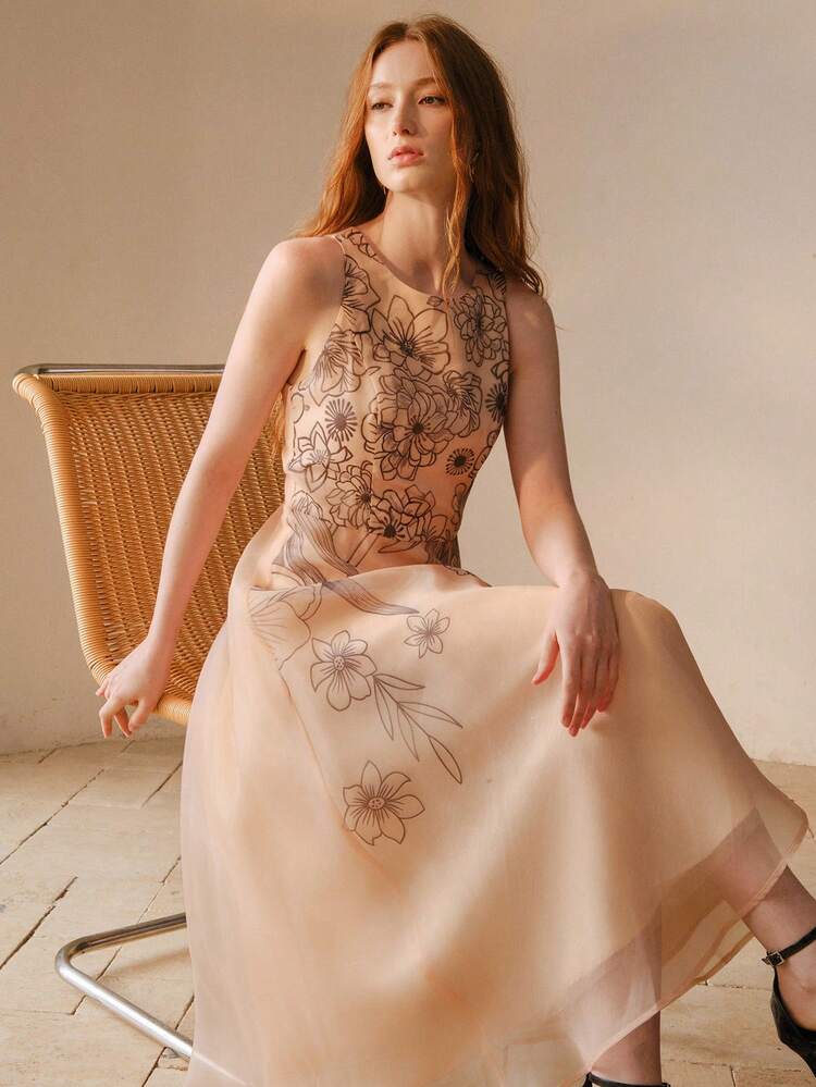 FLORAL PRINT MIDI DRESS