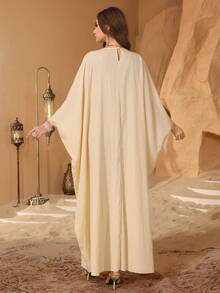 Al Najma Đầm tay cánh bướm màu vàng thanh lịch, đính họa tiết, thích hợp cho mùa xuân/hè. - Màu vàng - Xem 3