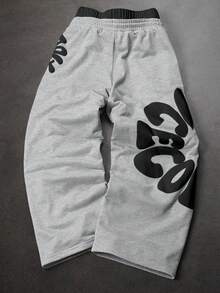 SLATEMANN Pantalones deportivos casuales de moda callejera para hombres con doble cintura - Gris Claro - Ver 2