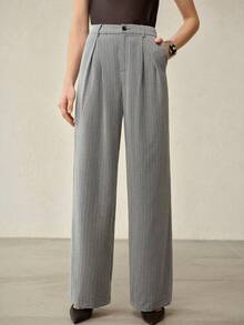 MOTF PREMIUM 女士优雅时尚褶裥裤 - 黑與白 - 查看 7