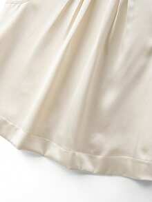 GlowEve CURVE Áo kiểu không tay thanh lịch dành cho nữ cỡ lớn, chất liệu vải bóng, thích hợp cho công sở và mùa hè. - Màu be - Xem 7