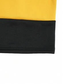 AXEPEAK Kemeja Polo Pria Lengan Pendek Longgar Kasual, Warna Solid dengan Kerah Kontras dan Patchwork, Kemeja Pria Blok Warna Gaya Retro - Kuning - View 5