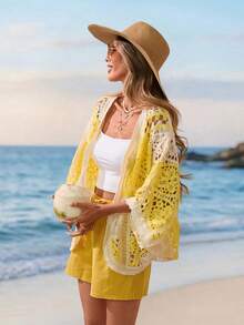 Sylviya Women's Casual Crochet Knit Cardigan Sweater,Vacation Summer Clothes Vacation Outfits Women Vacation Outfits Women Summer Tops Beach Vacation Outfits Woman Vacation Tops - Multicolor - View 6