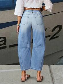 EMERY ROSE 女士休闲破洞口袋牛仔裤 - 藍色 - 查看 9